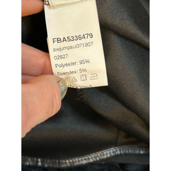 Womens Lattice Lace Wide Leg Jumpsuit Size M Black Money Mob Wife - Picture 15 of 15